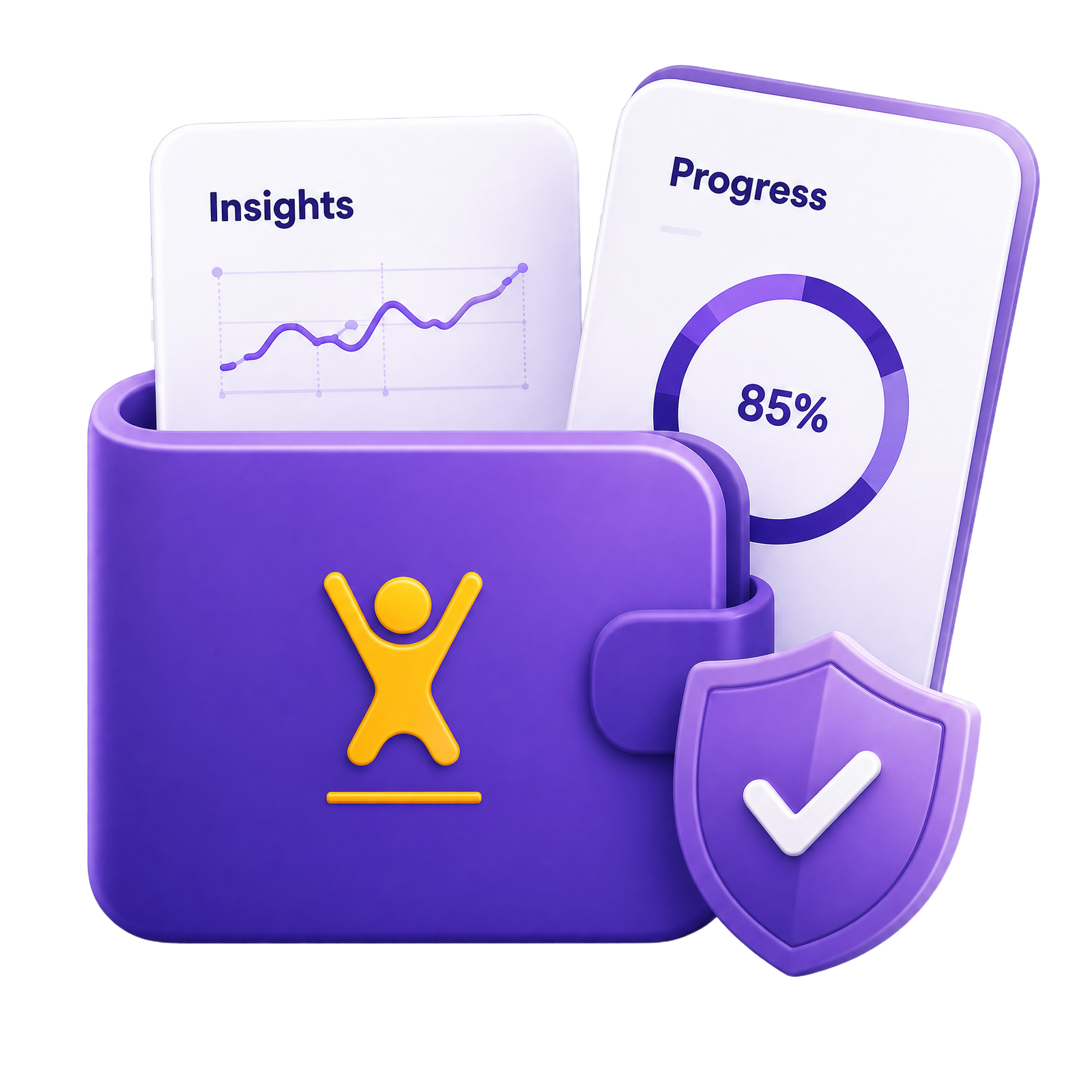 LEAP wallet with insights and progress cards