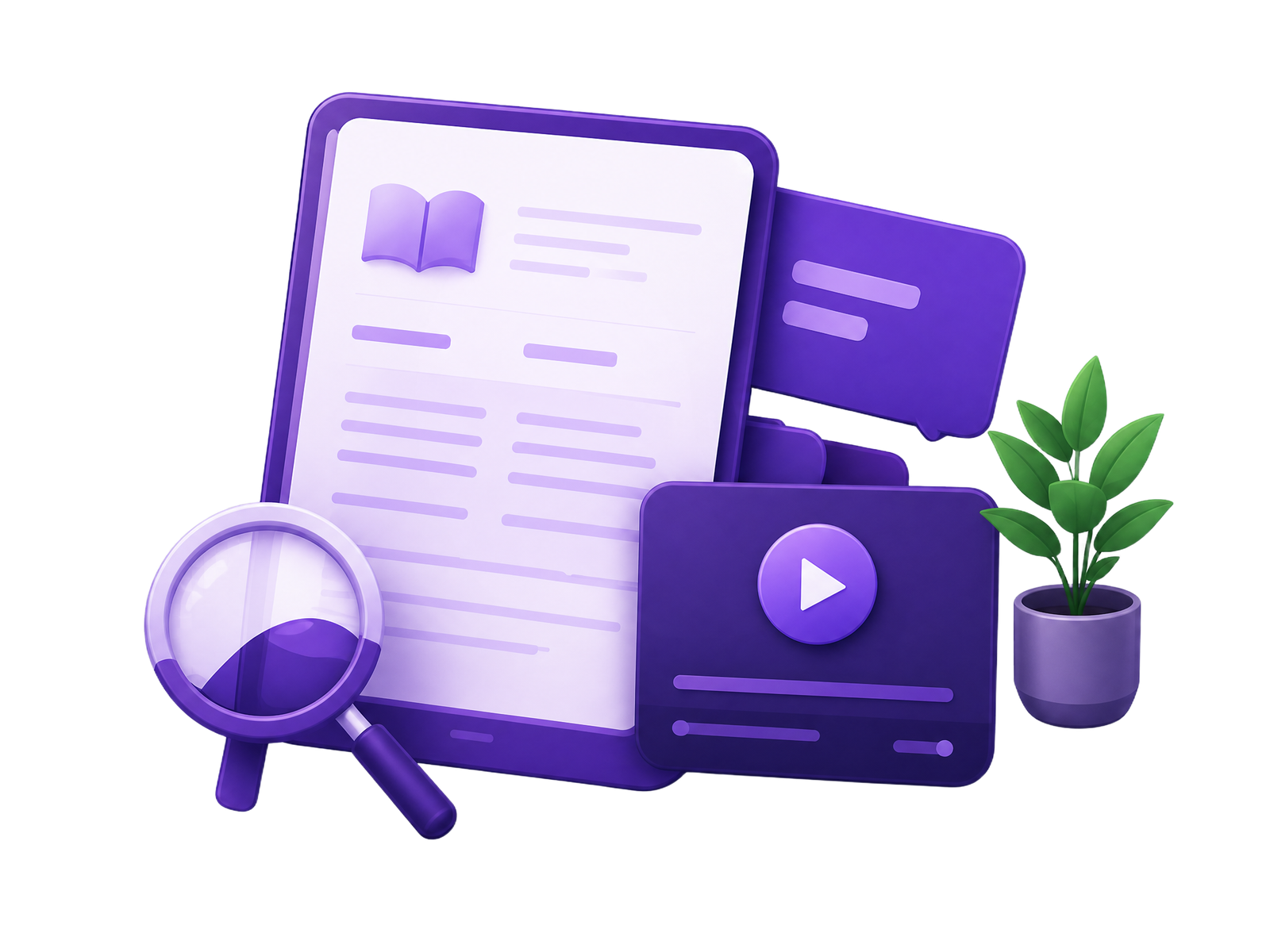 LEAP guides with a magnifying glass and learning resources